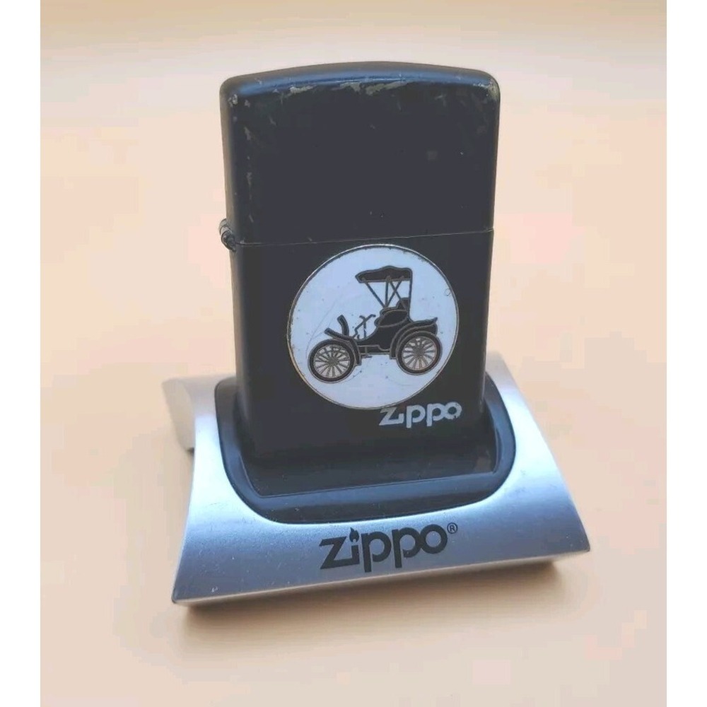Zippo Lighter With A Vintage Auto Emblem, Used